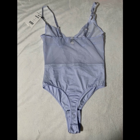 NWT $85 Jason Wu Mesh Band Underwire Thong Bodysuit Heather Ice [‎ Small ] - Picture 8 of 12